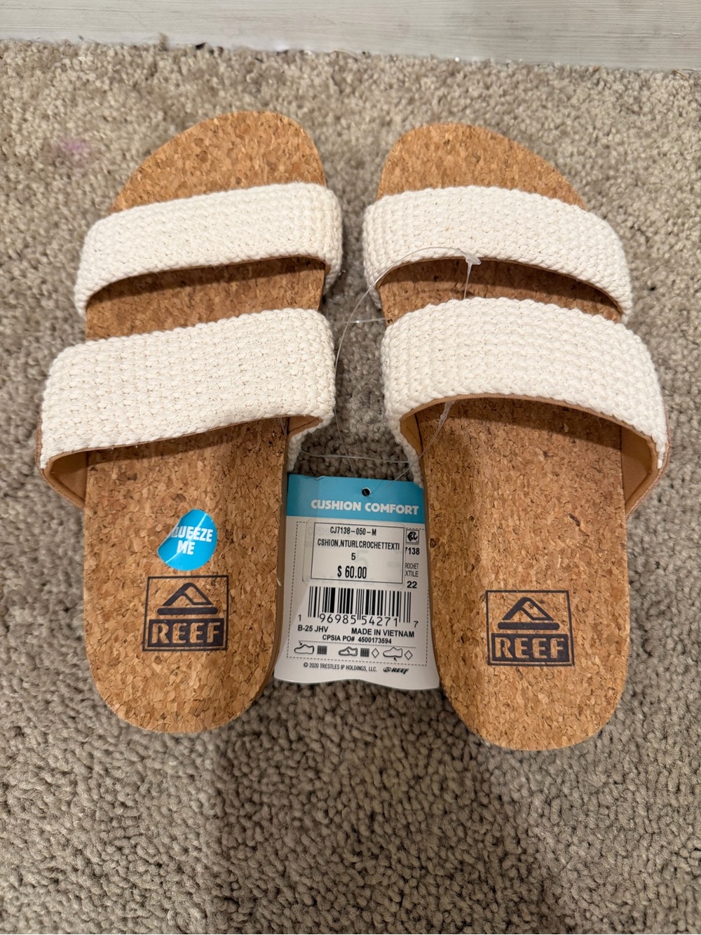“New” Reef White Cushion Comfort Double-Strap Sandals size5